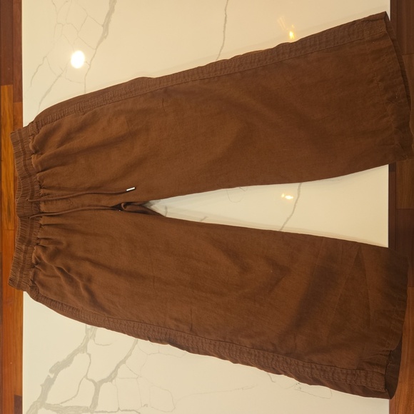 Quince 100% Linen Wide Leg Womens Pants Trousers Brown Size XL - Picture 5 of 10
